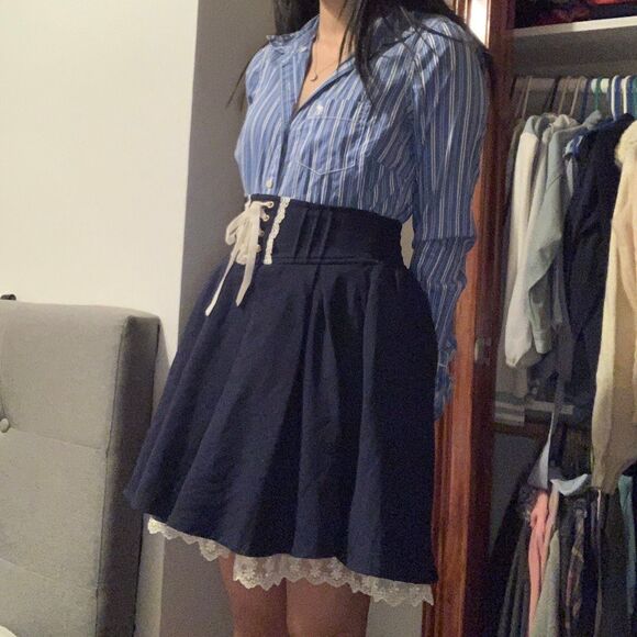 Blue and White Striped Button Up - Picture 2 of 9
